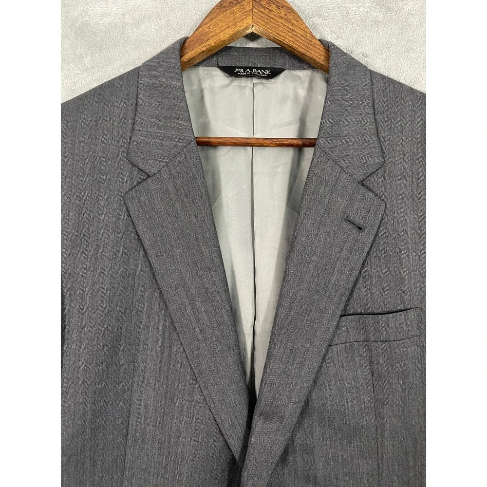 Jos. A. Bank Suit Jacket Mens 43L Gray Signature Collection Wool Herringbone